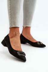 Low-Heeled Pumps With Eco Suede Embellishment S.Barski KV27-034 Black 32526-21 цена и информация | Женские туфли | pigu.lt