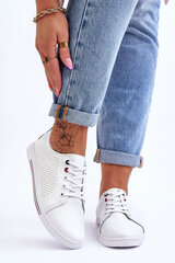 Women's White Leather Cutout Sneakers S.Barski LR952 kaina ir informacija | Kuprinės ir krepšiai | pigu.lt