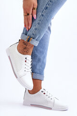 Women's White Leather Cutout Sneakers S.Barski LR952 kaina ir informacija | Kuprinės ir krepšiai | pigu.lt