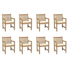 Sodo kėdės su kreminėmis pagalvėlėmis, 8 vnt, rudos kaina ir informacija | Lauko kėdės, foteliai, pufai | pigu.lt