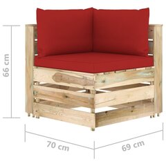 Dvivietė sodo sofa su pagalvėlėmis, žaliai impregnuota mediena, šviesiai raudona цена и информация | Садовые стулья, кресла, пуфы | pigu.lt