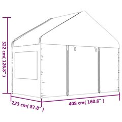 Pavėsinė , 15,61x4,08x3,22 m, balta kaina ir informacija | Pavėsinės | pigu.lt