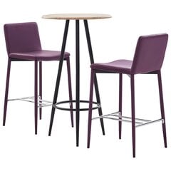Baro baldų komplektas, 3 dalių, violetinis, dirbtinė oda kaina ir informacija | Valgomojo komplektai | pigu.lt