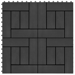 Grindų plytelės, 22 vnt., juodos sp., 30x30 cm, 2 m², WPC цена и информация | Террасный пол | pigu.lt