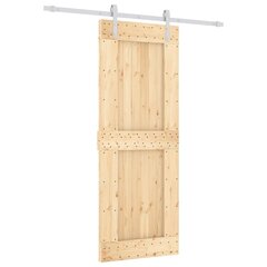 Stumdomos durys su įrangos rinkiniu, 80x210cm, pušies masyvas kaina ir informacija | Vidaus durys | pigu.lt