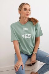 Moteriški tamsios mėtinės spalvos marškinėliai YesNo 28884-54907-Universalus цена и информация | Мужская спортивная одежда | pigu.lt