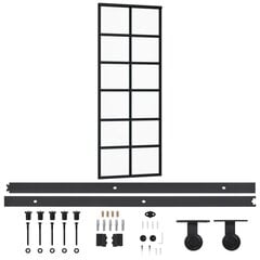 Stumdomos durys su įrangos rinkiniu, 76x205cm, ESG ir aliuminis цена и информация | Межкомнатные двери | pigu.lt