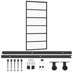 Stumdomos durys su įrangos rinkiniu, 90x205cm, ESG ir aliuminis цена и информация | Межкомнатные двери | pigu.lt