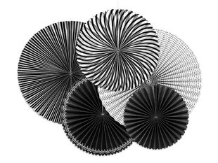 Kabančios dekoracijos-vėduoklės Black&amp;White Mix, 1 dėž/50 pak (1 pak/5 vnt) kaina ir informacija | Dekoracijos šventėms | pigu.lt
