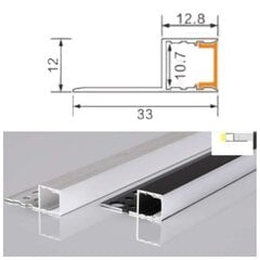 Priglaistomas 3 metrų aliuminio led profilis sidabro spalvos. kaina ir informacija | LED juostos | pigu.lt