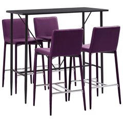 Baro baldų komplektas, 5 dalių, violetinis, dirbtinė oda kaina ir informacija | Valgomojo komplektai | pigu.lt