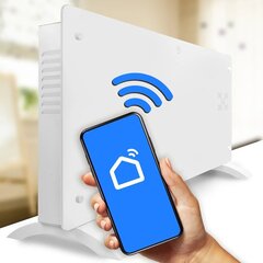 Stiklinis konvektorinis šildytuvas Eco Wifi termostatas, baltas цена и информация | Обогреватели | pigu.lt