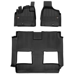 PROLINE 3D guminiai kilimėliai Dodge Grand Caravan V 2007-2020, furgonas, 7 sėdimos vietos, sėdynės su kibiru, super konsolė, išskyrus pasukamą versiją kaina ir informacija | Modeliniai guminiai kilimėliai | pigu.lt