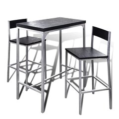 Комплект из барных стульев и стола: 1 стол, 2 стула, Черный цена и информация | Комплекты мебели для столовой | pigu.lt