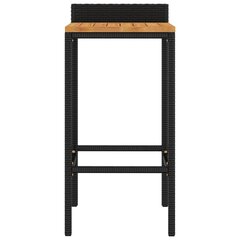 Baro taburetės, 2vnt., juodos, poliratanas ir akacijos masyvas kaina ir informacija | Virtuvės ir valgomojo kėdės | pigu.lt