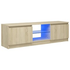 TV spintelė su LED apšvietimu, 120x30x35,5 cm, ruda цена и информация | Тумбы под телевизор | pigu.lt