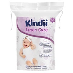 KINDII LINEN CARE Kosmetiniai diskeliai kūdikiams 50 vnt. kaina ir informacija | Higienos priemonės | pigu.lt