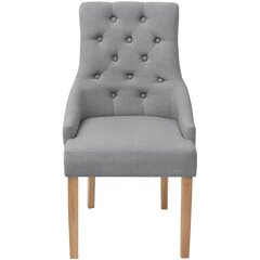 Ąžuolinės valgomojo kėdės, šviesiai pilkas audinys, 2 vnt., kaina ir informacija | Virtuvės ir valgomojo kėdės | pigu.lt