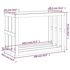 Lauko malkų laikiklis, medaus rudas, 108x52x74cm, pušis kaina ir informacija | Priedai šildymo įrangai | pigu.lt