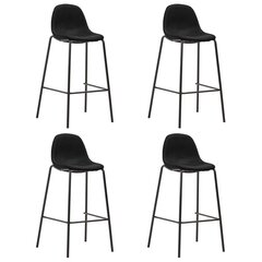 Baro kėdės su audiniu, 4 vnt., juodos spalvos цена и информация | Стулья для кухни и столовой | pigu.lt