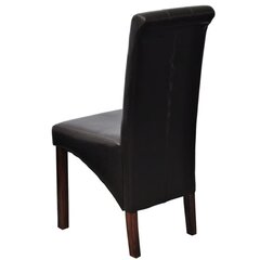 2 antikvarinio stiliaus valgomojo kėdžių komplektas, ruda dirbtinė oda kaina ir informacija | Virtuvės ir valgomojo kėdės | pigu.lt
