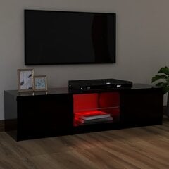 TV spintelė su LED apšvietimu, 120x30x35,5 cm, juoda цена и информация | Тумбы под телевизор | pigu.lt