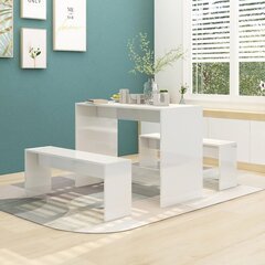 Valgomojo baldų komplektas, 3 dalių, baltas, MDP, blizgus цена и информация | Комплекты мебели для столовой | pigu.lt