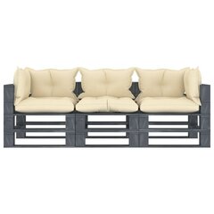 Trivietė sodo sofa su pagalvėmis, smėlio spalvos kaina ir informacija | Lauko kėdės, foteliai, pufai | pigu.lt
