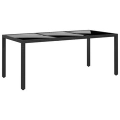Sodo stalas, juodas, 190x90x75cm, grūdintas stiklas/poliratanas цена и информация | Садовые столы, столики | pigu.lt
