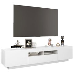 TV spintelė su LED apšvietimu, 180x35x40 cm, balta, blizgi kaina ir informacija | TV staliukai | pigu.lt