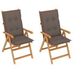 Sodo kėdės su taupe spalvos pagalvėlėmis, 2 vnt, rudos kaina ir informacija | Lauko kėdės, foteliai, pufai | pigu.lt