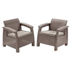 Fotelių komplektas Corfu Duo, rudas kaina ir informacija | Lauko kėdės, foteliai, pufai | pigu.lt