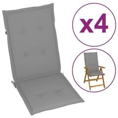 Sodo kėdės pagalvėlės, 4vnt., pilkos, 120x50x4cm kaina ir informacija | Pagalvės, užvalkalai, apsaugos | pigu.lt
