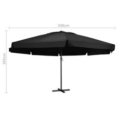 Lauko skėtis su aliuminio stulpu, 500 cm, juodas kaina ir informacija | Skėčiai, markizės, stovai | pigu.lt