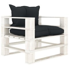Sodo sofa iš palečių su antracito spalvos pagalvėmis, mediena kaina ir informacija | Lauko kėdės, foteliai, pufai | pigu.lt