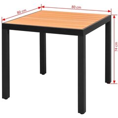 Sodo stalas, rudas, 80x80x74cm, aliuminis ir WPC kaina ir informacija | Lauko stalai, staliukai | pigu.lt