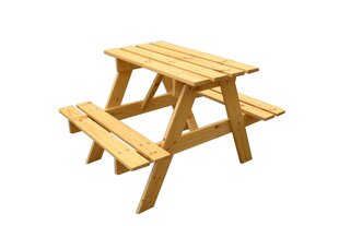 Timbela medinis vaikiškas staliukas su suoliukais M012-1 kaina ir informacija | Vaikiški lauko baldai | pigu.lt