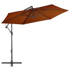 Gembės formos skėtis su aliuminio stulpu, 300 cm, rudas kaina ir informacija | Skėčiai, markizės, stovai | pigu.lt