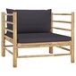 Sodo sofa su tamsiai pilkomis pagalvėlėmis, bambukas kaina ir informacija | Lauko kėdės, foteliai, pufai | pigu.lt