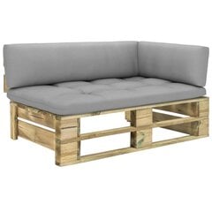 Kampinė sodo sofa iš palečių, žalia цена и информация | Садовые стулья, кресла, пуфы | pigu.lt