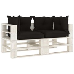 Dvivietė sodo sofa su juodomis pagalvėmis kaina ir informacija | Lauko kėdės, foteliai, pufai | pigu.lt