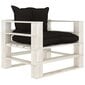 Sodo sofa iš palečių su juodos spalvos pagalvėmis, mediena kaina ir informacija | Lauko kėdės, foteliai, pufai | pigu.lt