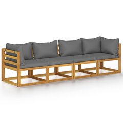 Keturvietė sodo sofa su pagalvėlėmis, pilka цена и информация | Садовые стулья, кресла, пуфы | pigu.lt