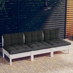 Trivietė sodo sofa su antracito pagalvėlėmis, balta цена и информация | Садовые стулья, кресла, пуфы | pigu.lt