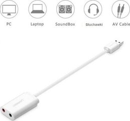 Adapteris USB Ugreen 2.0 - 3,5 mm mini jack (US205 30143), baltas kaina ir informacija | Adapteriai, USB šakotuvai | pigu.lt