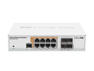 Адаптер MikroTik Cloud Router Switch CRS112-8P-4S-IN SFP количество портов 4, настольный, двойной источник питания: 28В 3,4В в комплекте. (дополнительный адаптер питания 48–57 В, если требуется POE+) Вт, управляемый, 8 цена и информация | Адаптеры, USB-разветвители | pigu.lt