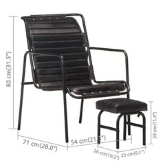 Poilsio krėslas su pakoja, juodos spalvos kaina ir informacija | Lauko kėdės, foteliai, pufai | pigu.lt