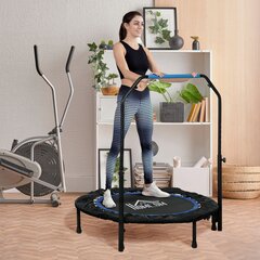 SPORTNOW 102 cm fitneso batutas, sulankstomas mini batutas su 4 kryptimis reguliuojamo aukščio rankena, LCD monitorius, fitneso šokdynė suaugusiems, vaikams, iki 100 kg kaina ir informacija | Ėjimo lazdos | pigu.lt