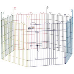 "PawHut" šuniukų aptvaras šuniukams, 6 vnt., 60 cm ilgio, "pasidaryk pats" aptvaras, aptvaras su durelėmis, metalinis, spalvotas kaina ir informacija | Transportavimo narvai, krepšiai | pigu.lt