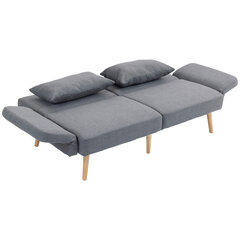 HOMCOM Sofa-lova, 2 vietų sulankstoma lova su lovos funkcija, 2 pagalvėlės, 3 vietų minkšta sofa su reguliuojamu atlošu, lininės išvaizdos, skirta svetainei, miegamajam, 170 x 83 x 80 cm, pilka kaina ir informacija | Sofos | pigu.lt